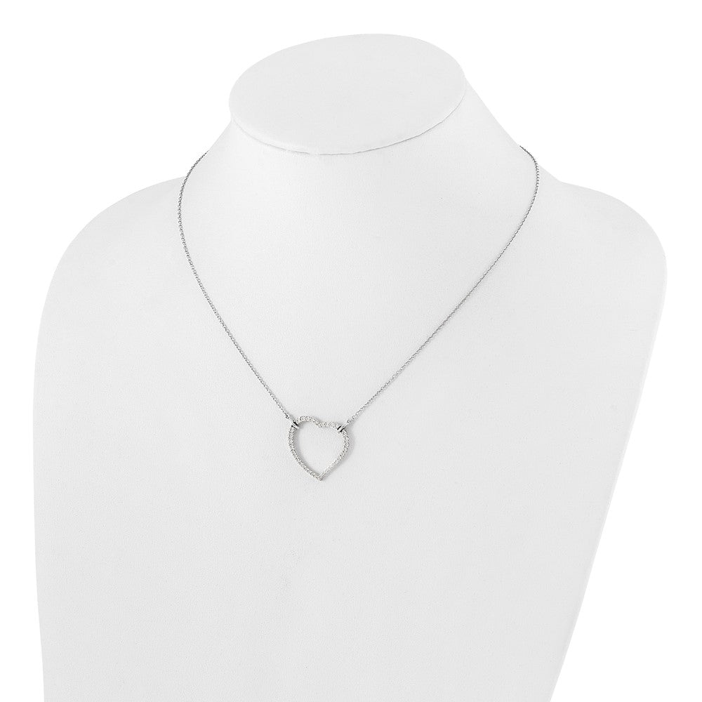 True Origin 14k White Gold 3/4 carat Lab Grown Diamond VS DEF 18 inch Open Heart Pendant Necklace