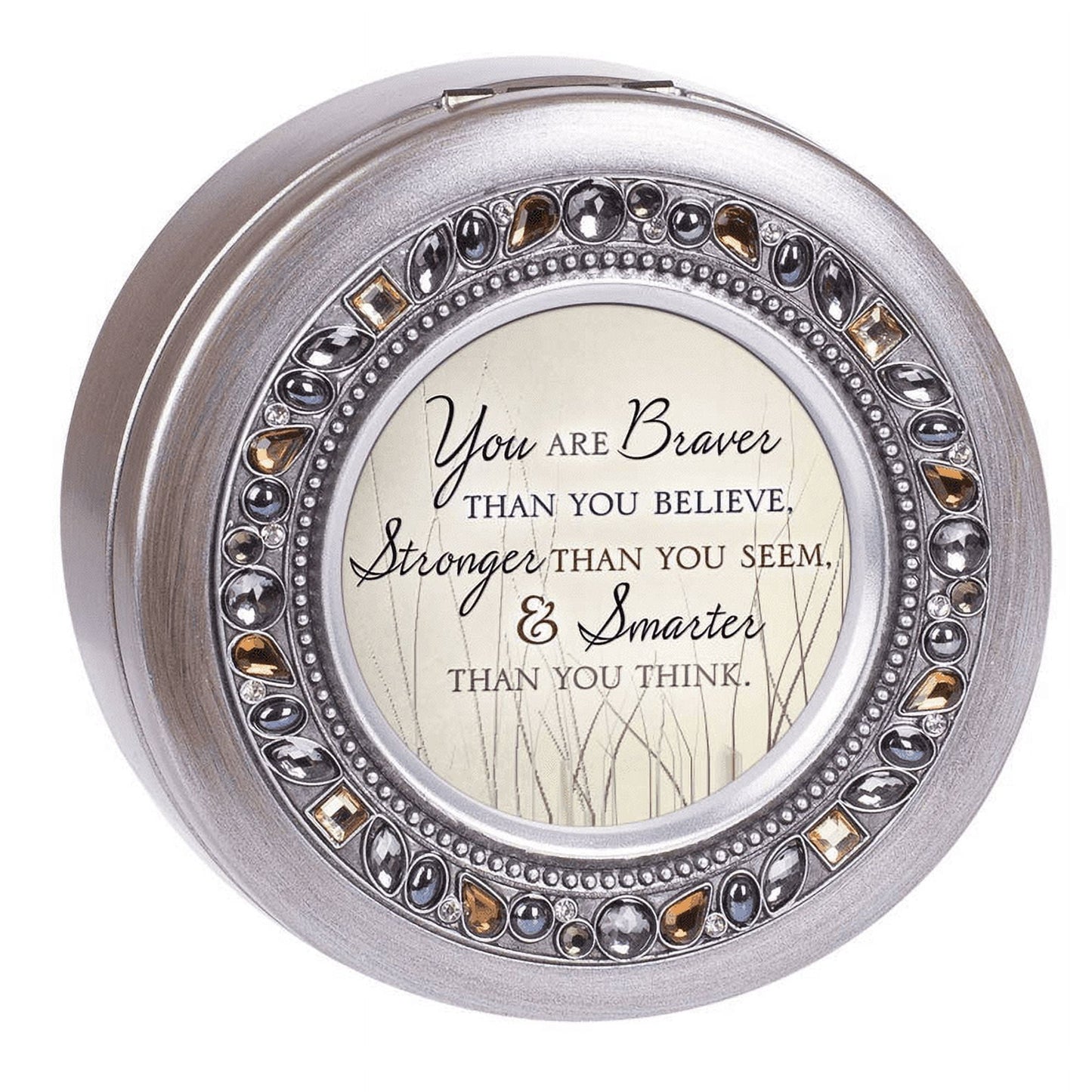 Fashion Jeweled Resin Braver Round Music Box (4.75 X 4.75) Made In China gm18600