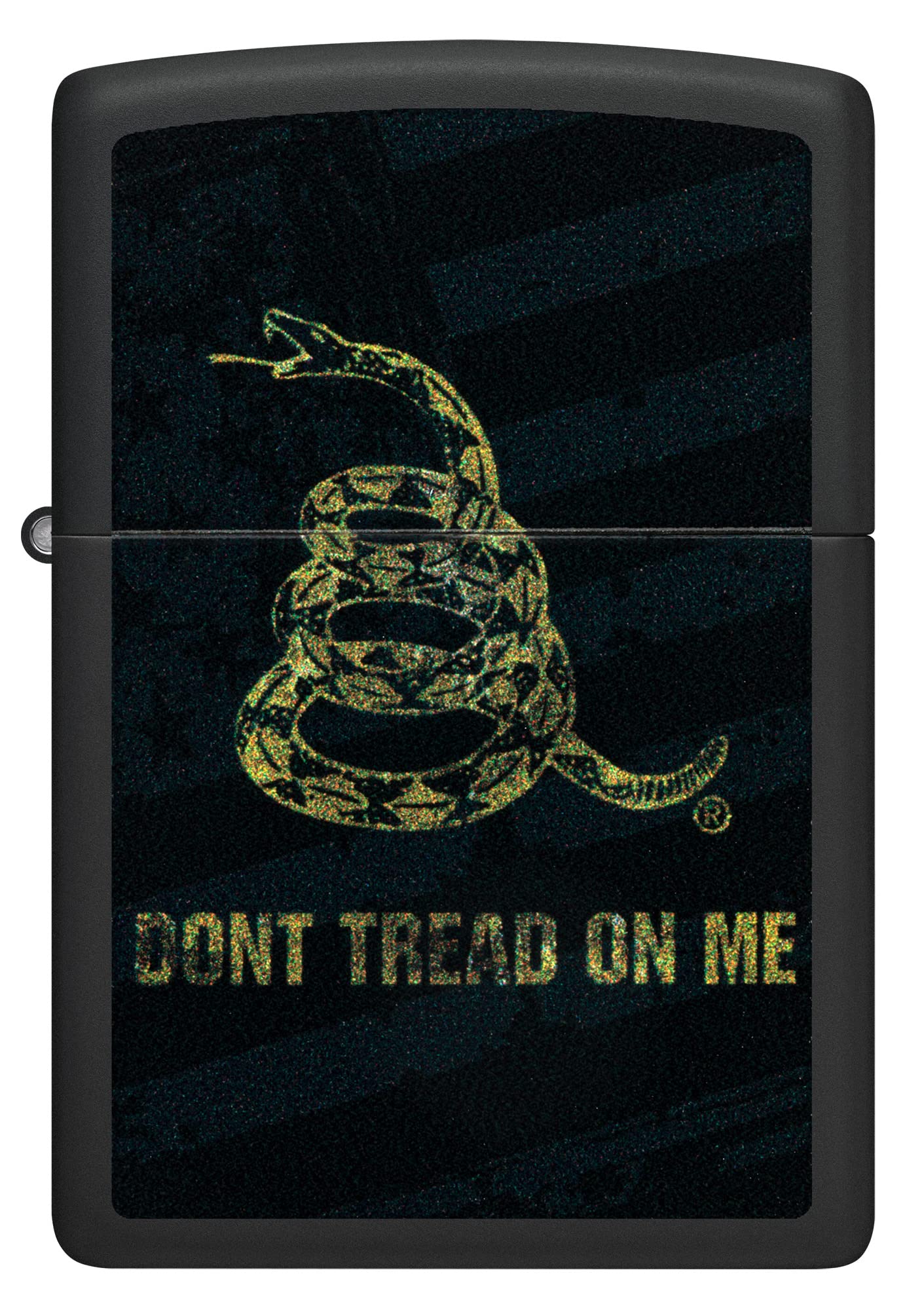 Zippo Don't Tread On Me Snake and Flag Black Matte Pocket Lighter