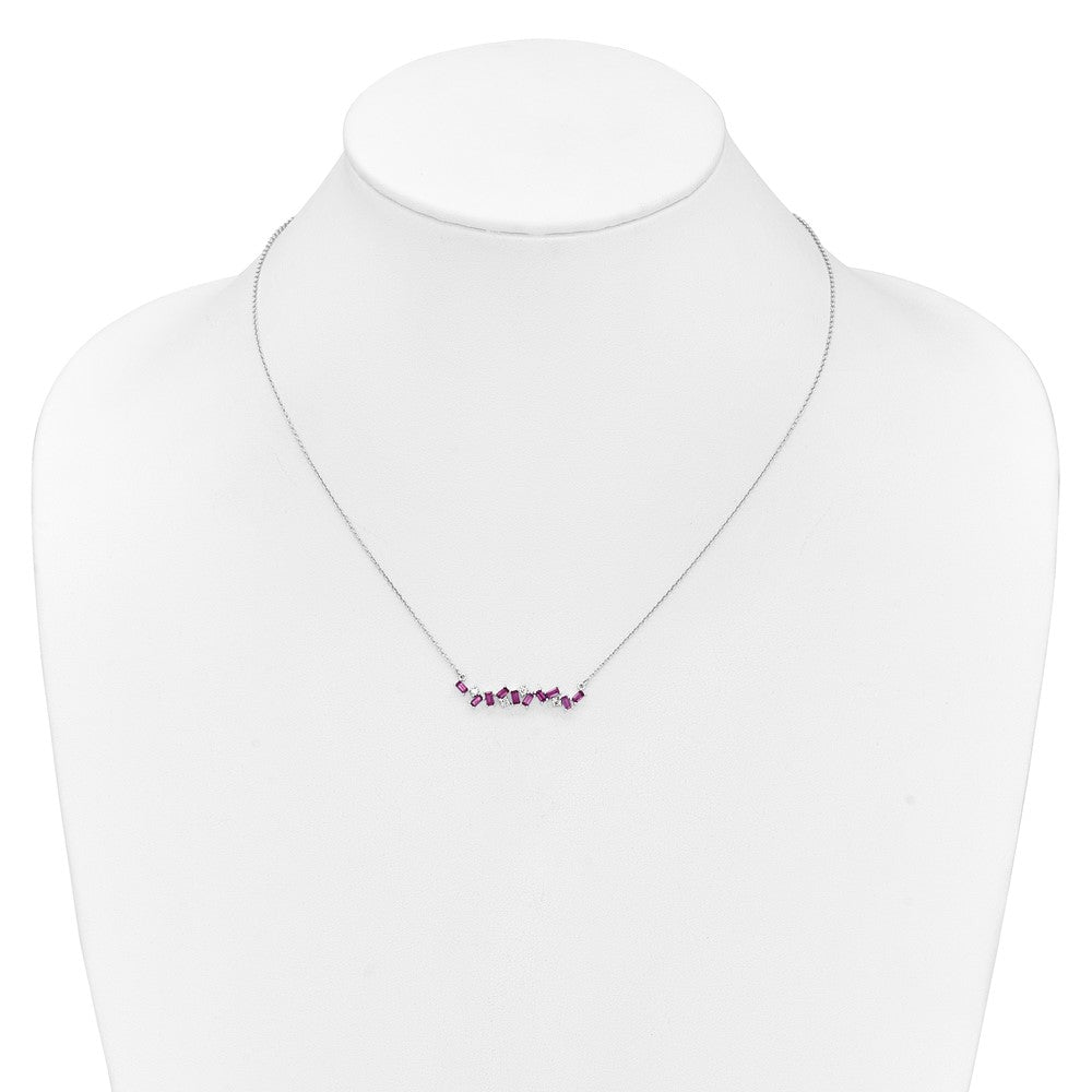14k White Gold Ruby and Diamond 18 in. Bar Necklace