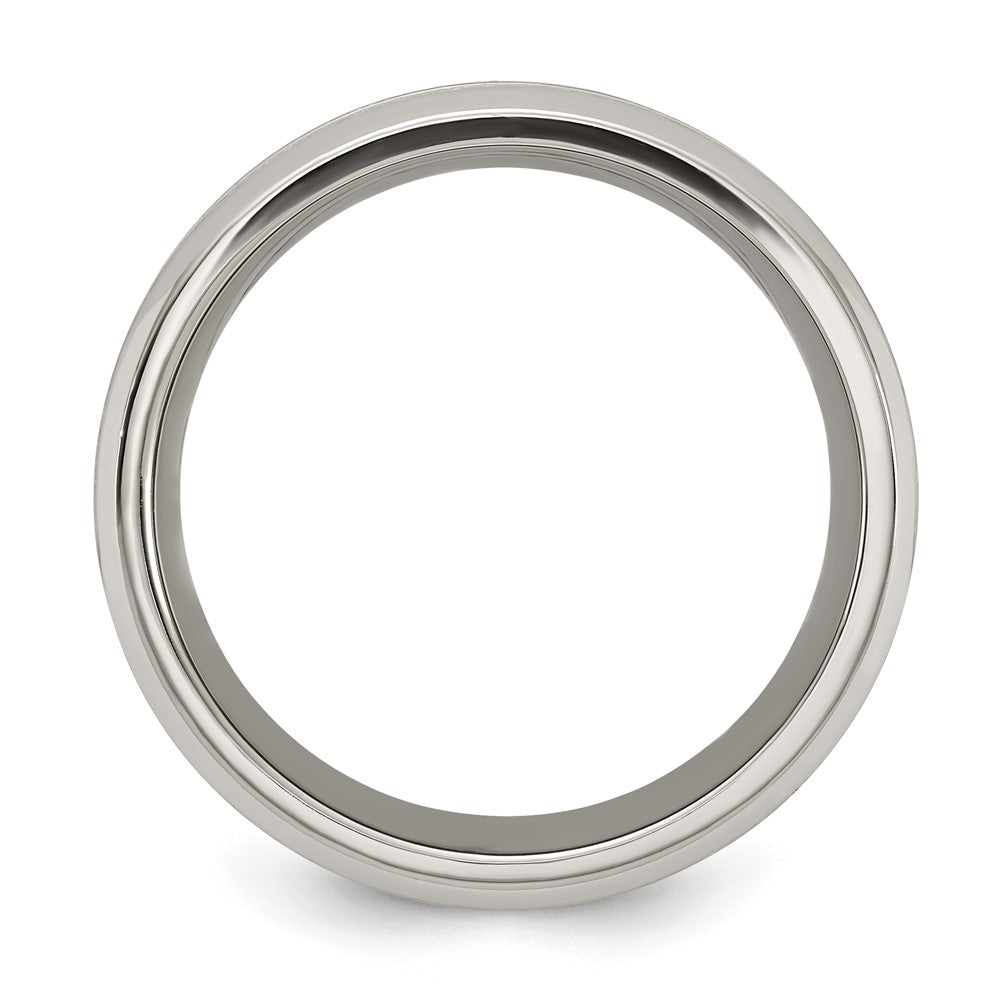 Titanium Brushed and Polished with CZ 8mm Band Size - 7.5