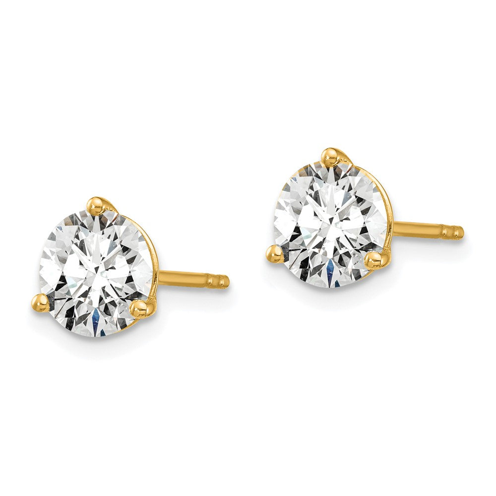 14k Yellow Gold 2 ctw Lab Grown Diamond VS+ F+ Round 3 Prong Heavy Wt. Stud Earrings