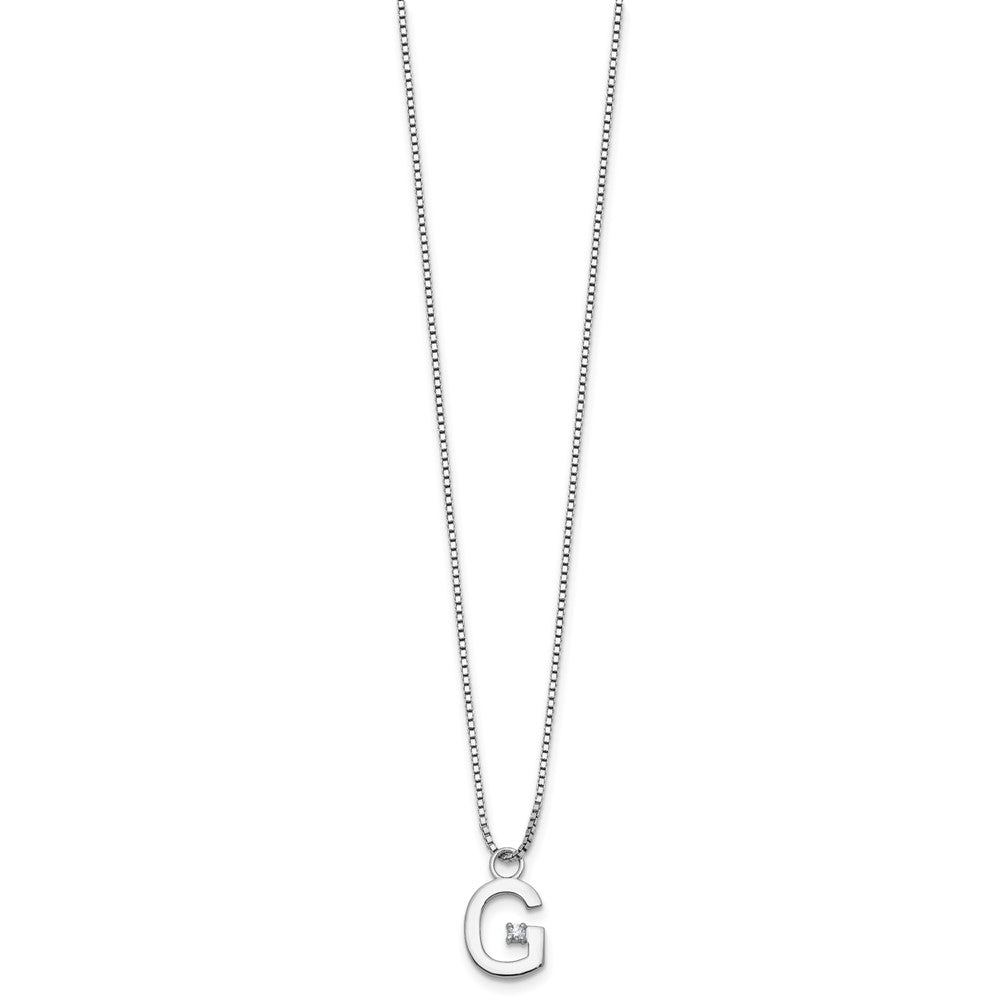 White Ice Sterling Silver Rhodium-plated 18 inch Diamond Letter G Initial Necklace plus 2 inch Extender 18 Inches