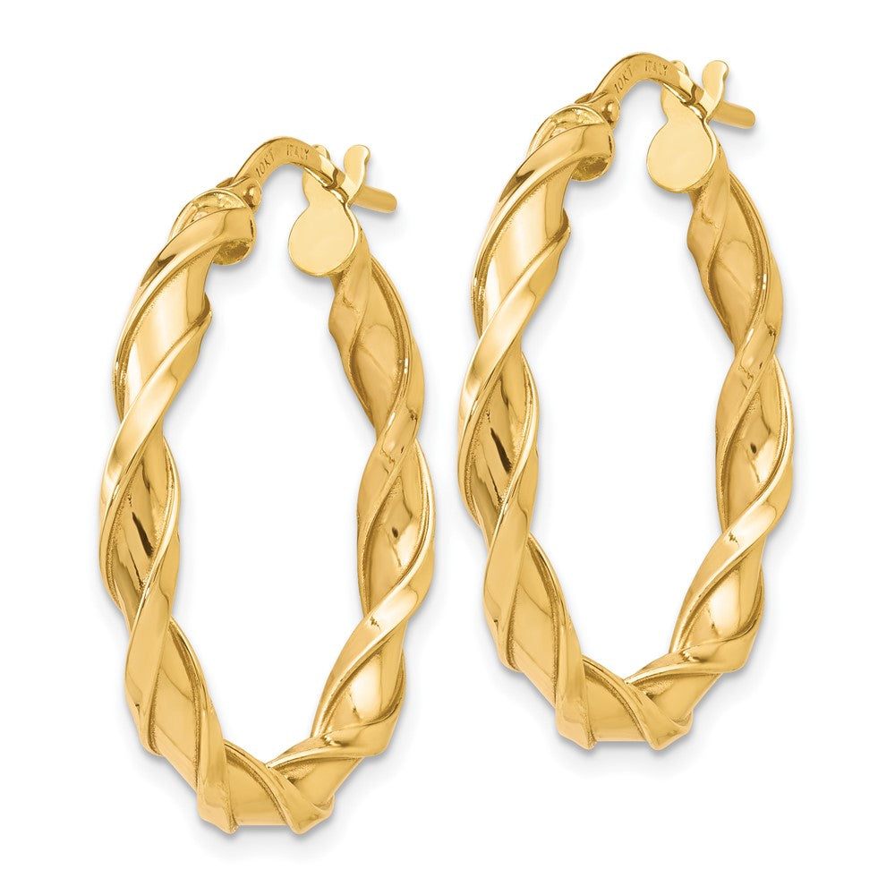 10K Polished Twisted Hoop Earrings