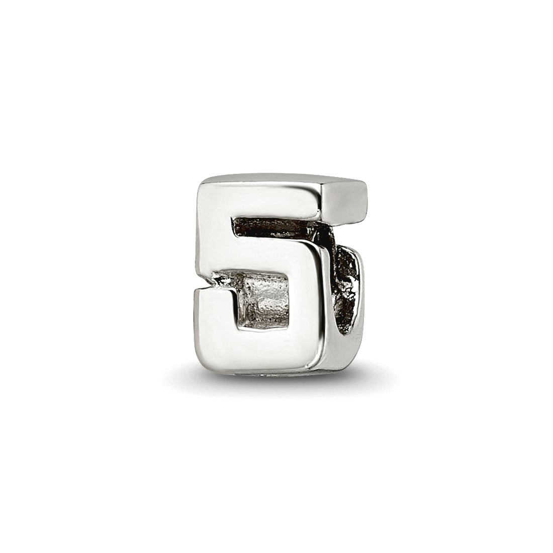 925 Sterling Silver Polished Reflections Sport game Number 5 Bead Charm 6.36x5.45mm Wide Pendant Necklace for Women