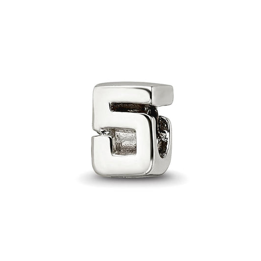925 Sterling Silver Polished Reflections Sport game Number 5 Bead Charm 6.36x5.45mm Wide Pendant Necklace for Women