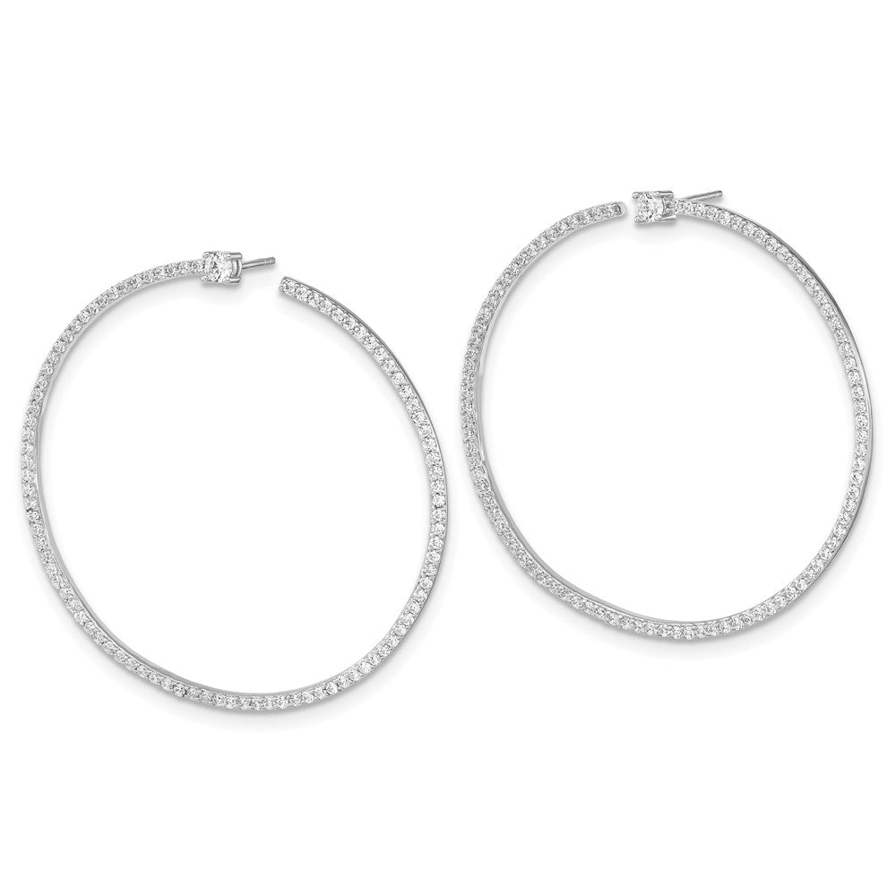 Cheryl M Sterling Silver Rhodium-plated Brilliant-cut CZ Post Hoop Earrings