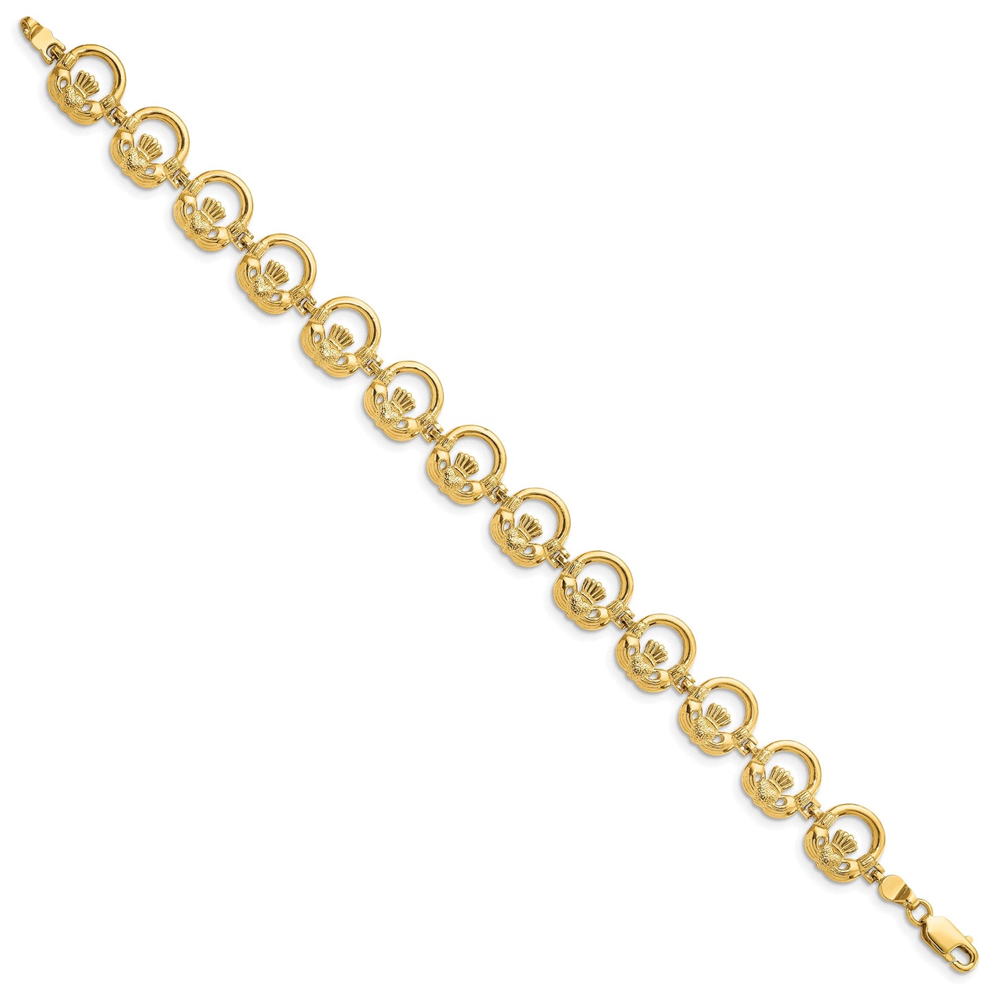 14K Claddagh Circle Link 7.25 inch Bracelet