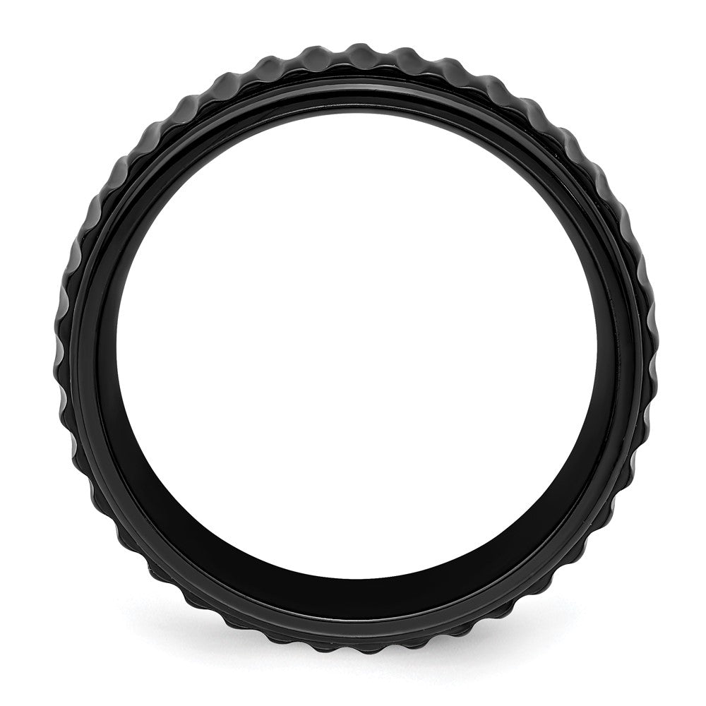 Black Zirconium Polished 8mm Grooved Band Size - 11