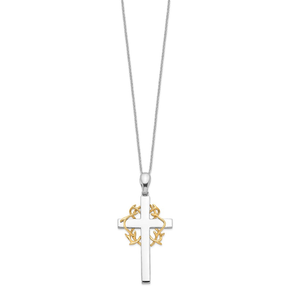 Sentimental Expressions Sterling Silver Gold-plated No Greater Love Cross 18in Necklace 18 Inches