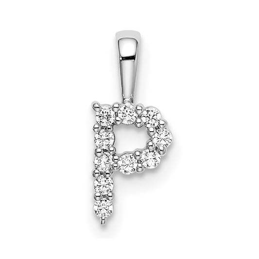14k White Gold 1/10 carat Lab Grown Diamond VS/SI+ G+ Letter P Initial Pendant