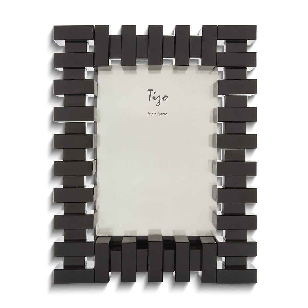 Black Brick Pattern Crystal Glass 4x6 Photo Frame