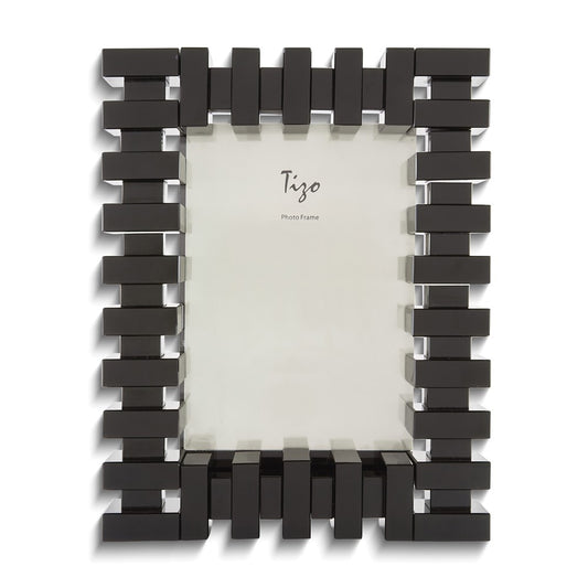 Black Brick Pattern Crystal Glass 4x6 Photo Frame