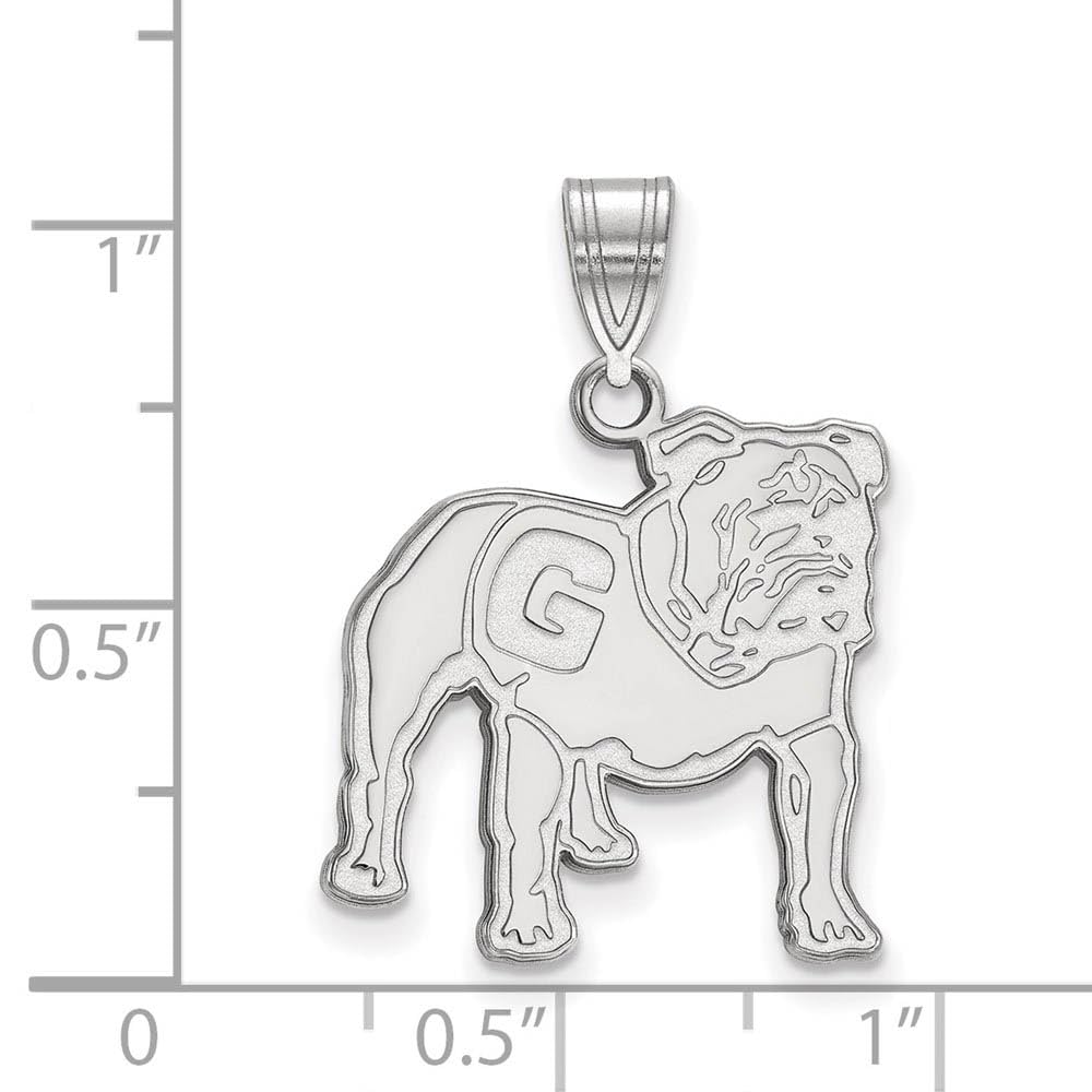 Sterling Silver Rhodium-plated LogoArt University of Georgia Bulldog Large Pendant Q-SS061UGA