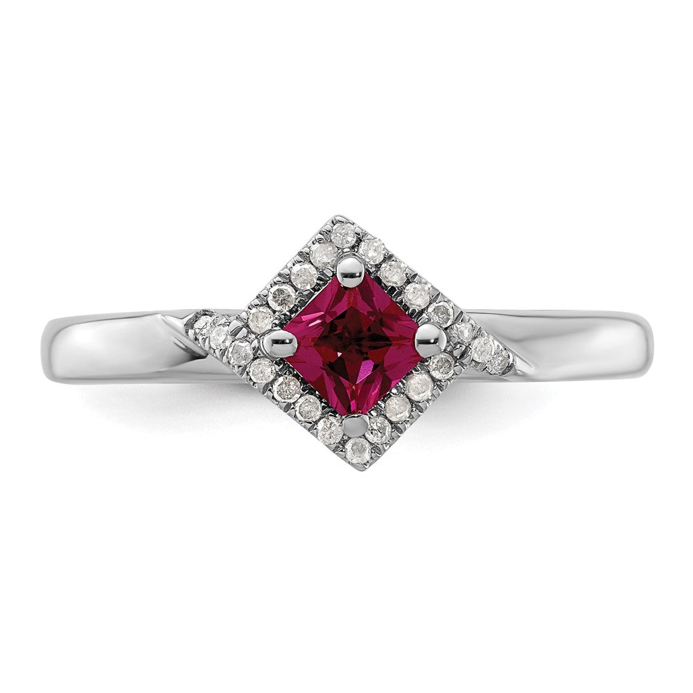 Sterling Silver Stackable Expressions Polished Cr. Ruby & Dia Ring Size -10