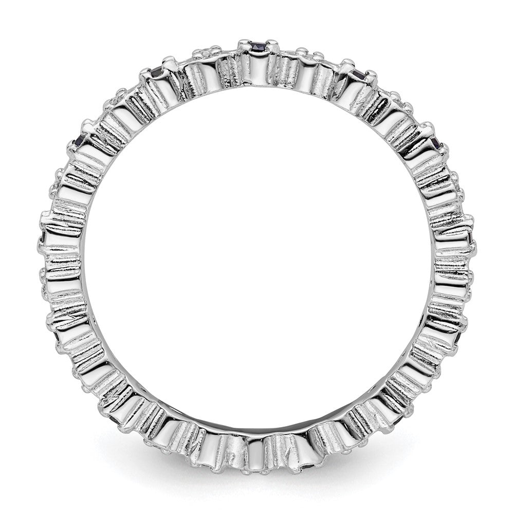 Sterling Silver Stackable Expressions Cr. Sapphire & Diamond Ring Size -9