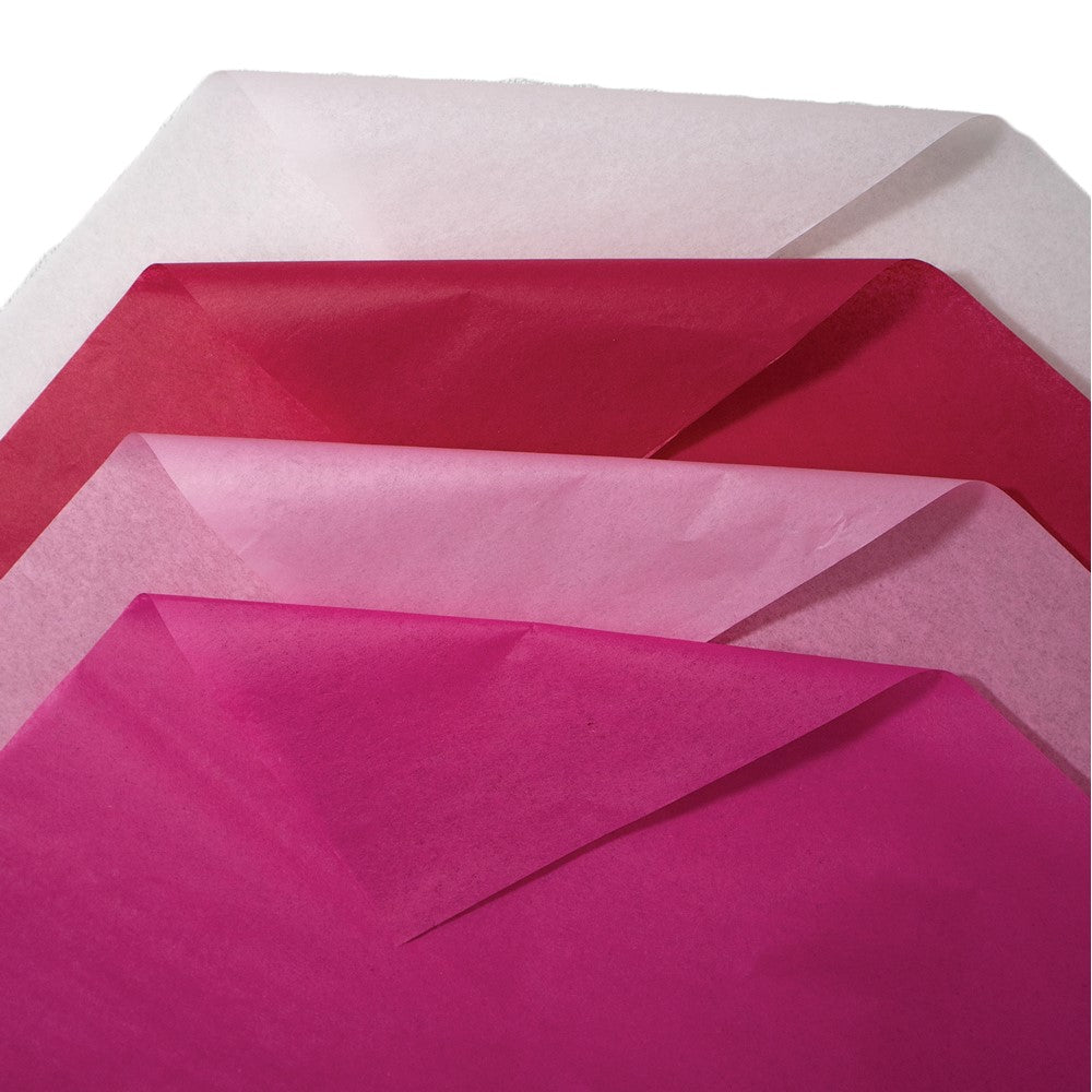 Four Color 48 Sheet White, Light Pink, Dark Pink, Red Mixed Tissue Paper Set - 12 Each Color