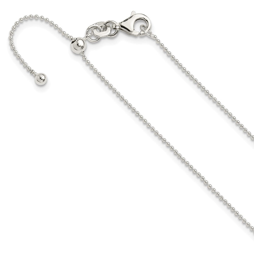 Sterling Silver Polished Beaded Adjustable Necklace 24 Inches