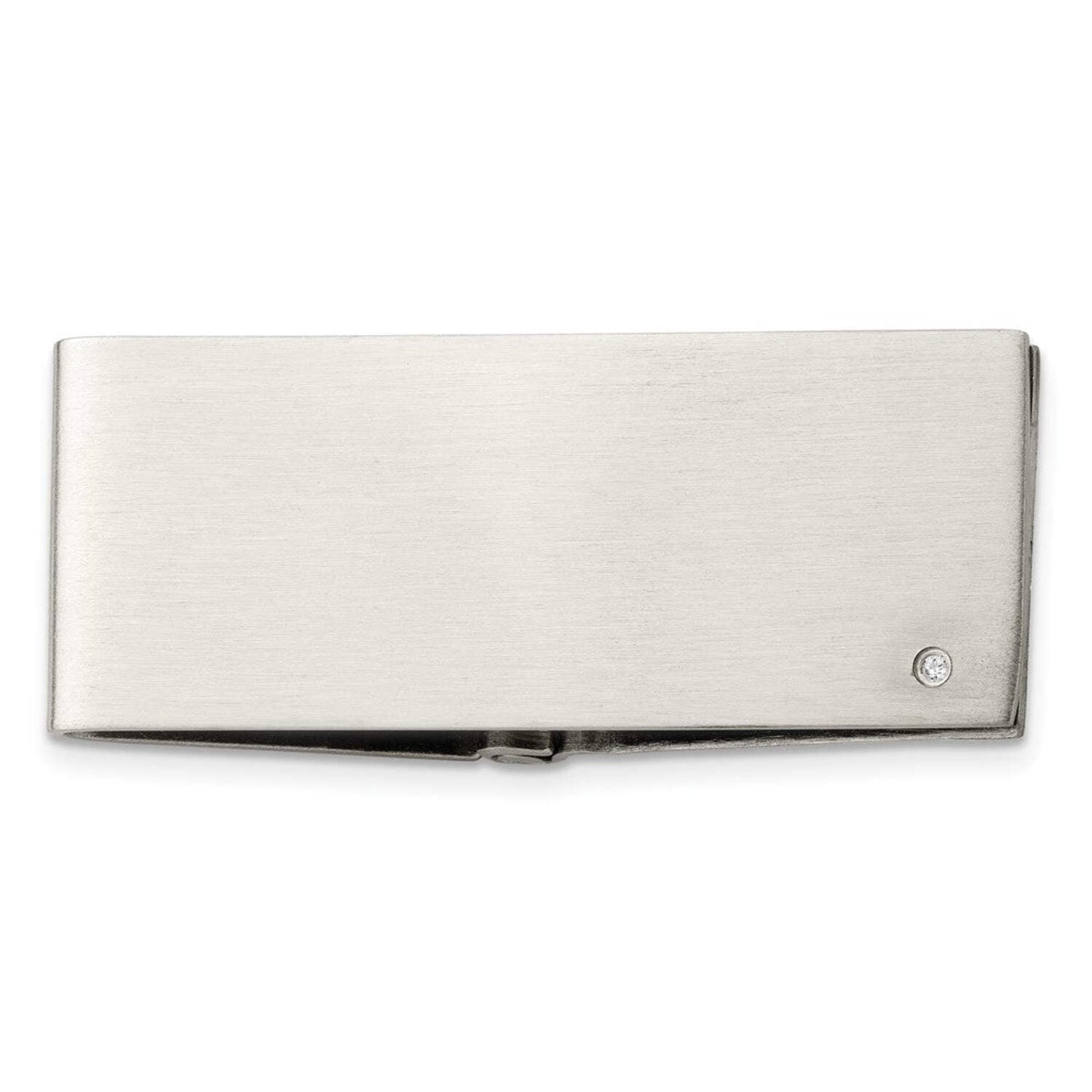 Chisel SRM122 Stainless Steel Brushed Diamond Accent Hinged Money Clip