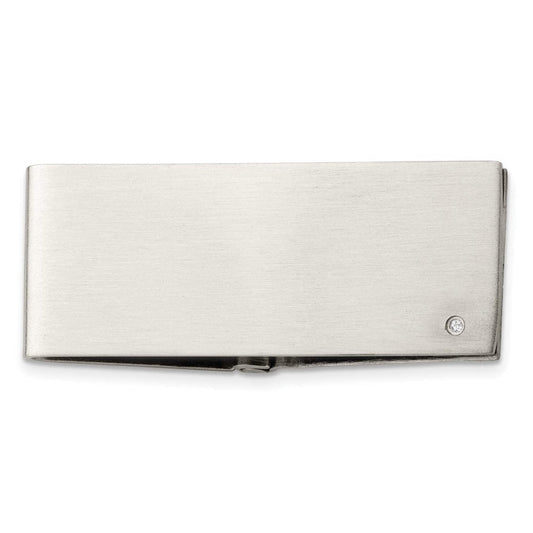 Chisel SRM122 Stainless Steel Brushed Diamond Accent Hinged Money Clip