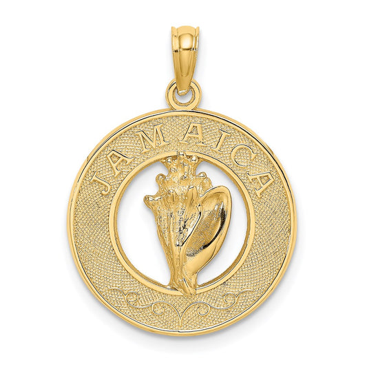 14K JAMAICA Circle w/ Conch Shell Charm