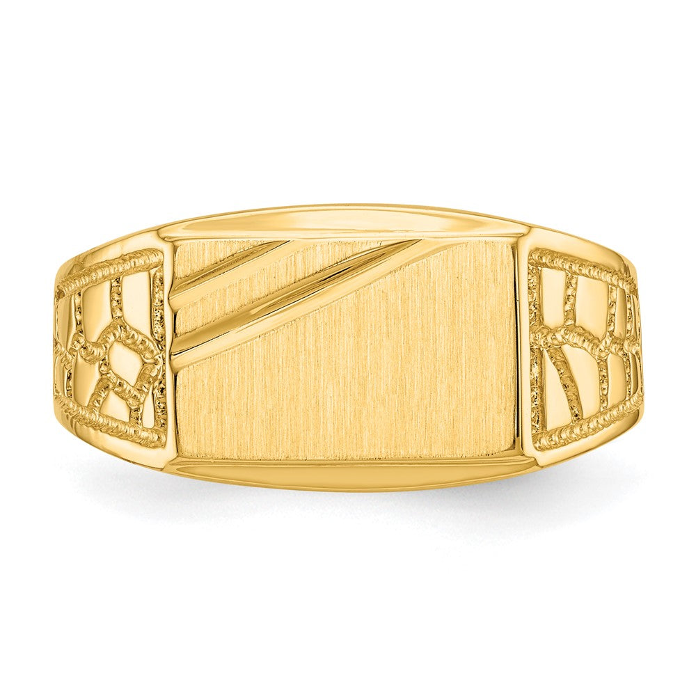 14k 8.5x13.0mm Open Back Men's Signet Ring Size 10