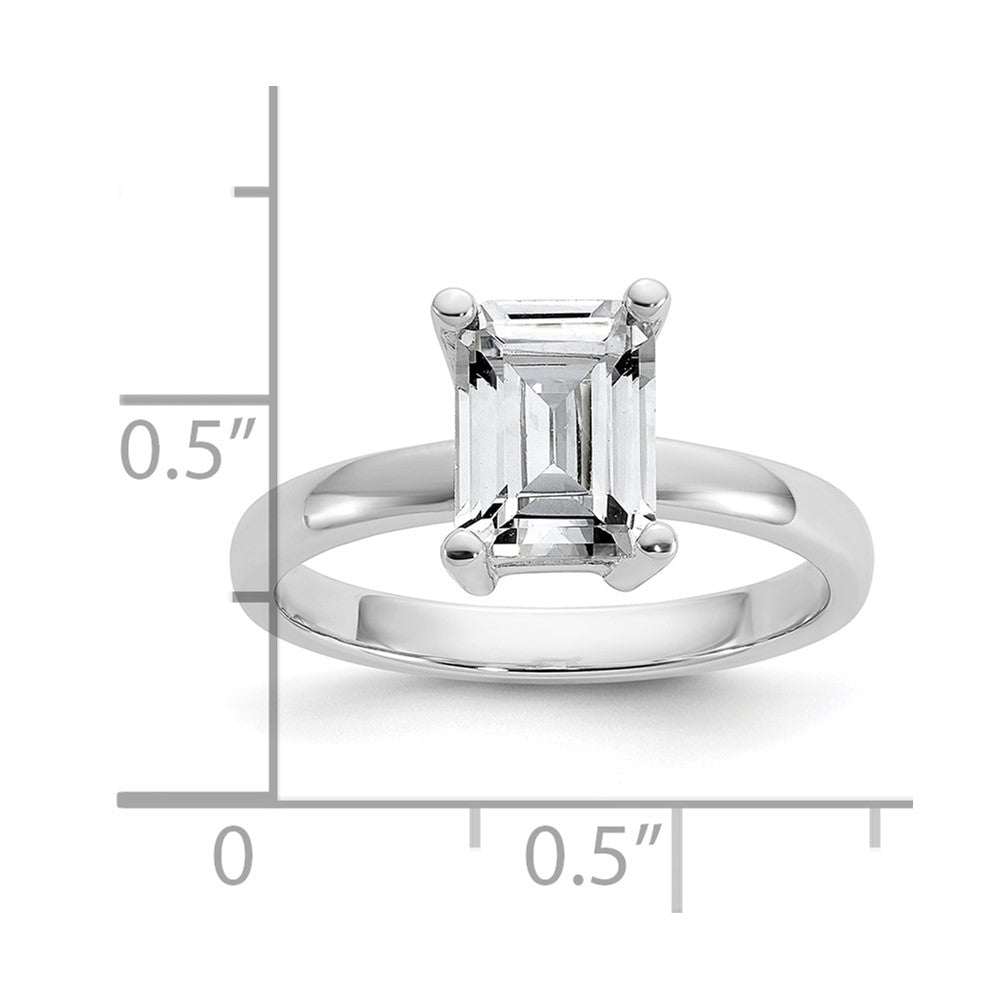 Cheryl M Sterling Silver Rhodium-plated Polished Emerald-cut CZ Ring