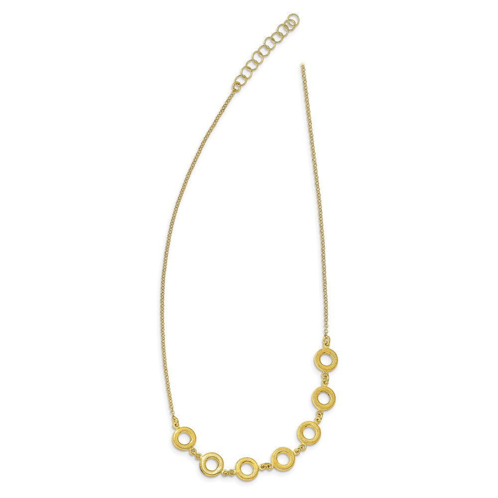 Sterling Silver Gold-tone Textured with 1.5in ext Necklace