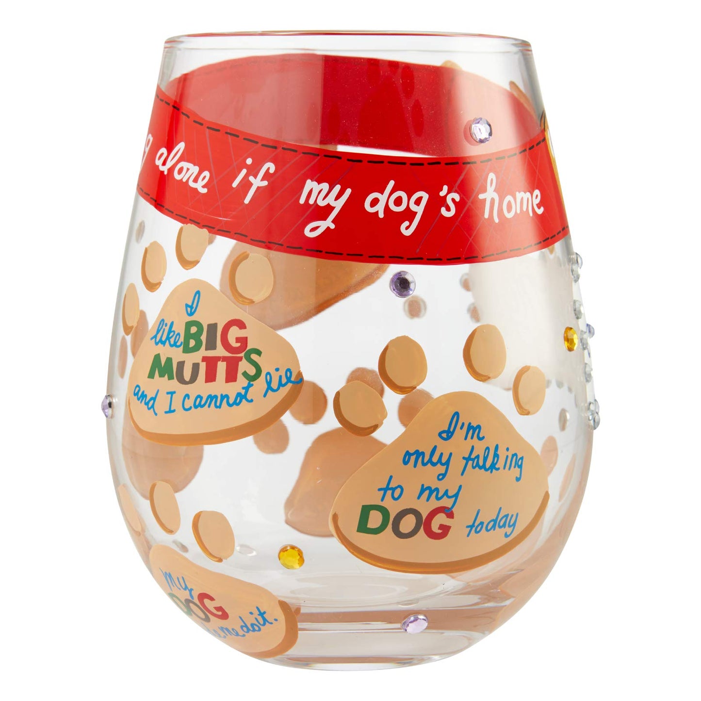 Enesco 6006301 Designs by Lolita Love My Dog Hand-Painted Artisan Stemless Wine Glass, 20 Ounce