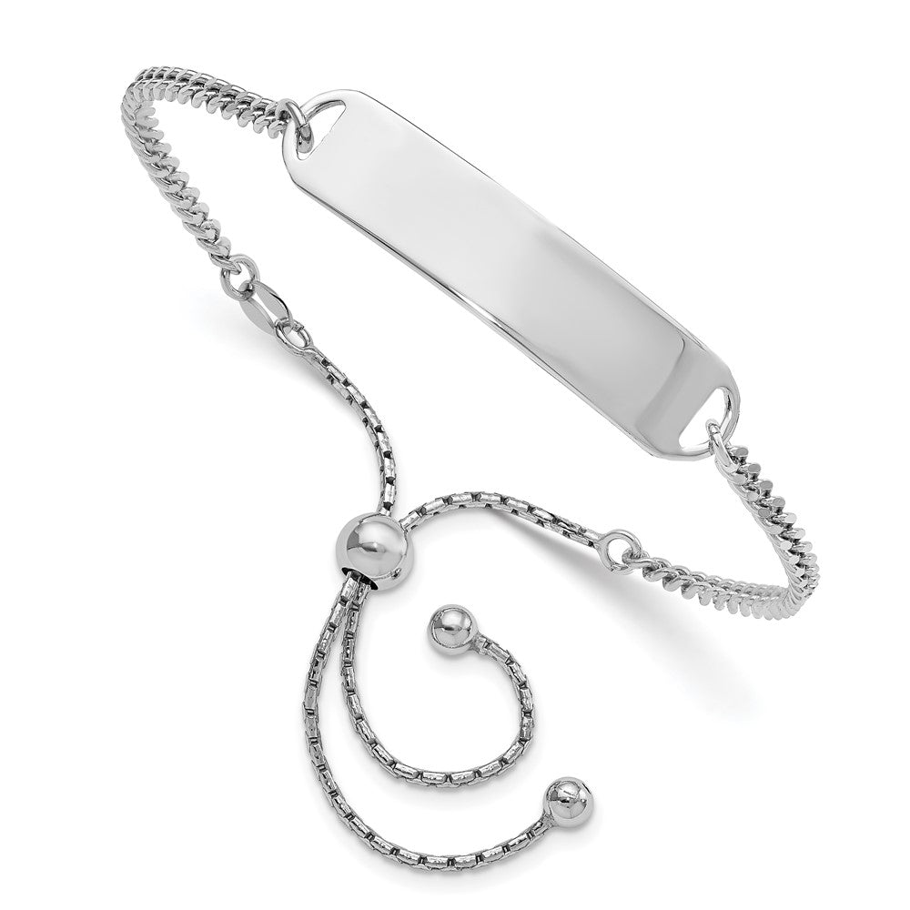 Sterling Silver Rhodium-Plated ID Adjustable 6in to 10in Bracelet 10 inches