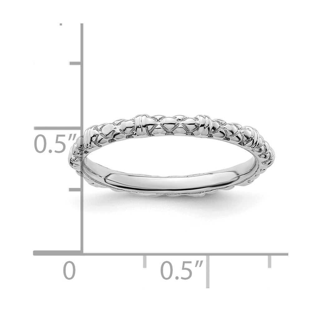 Sterling Silver Stackable Expressions Rhodium Cable Ring Size -8