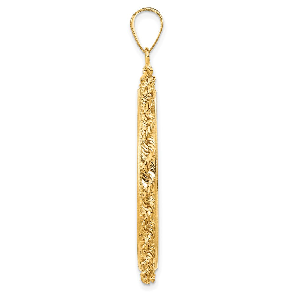 Wideband Distinguished Coin Jewelry 14k Polished Rope 34.2mm x 2.85mm Screw Top Coin Bezel Pendant