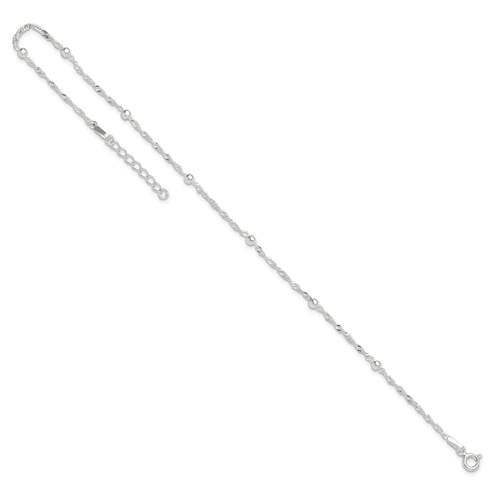 Sterling Silver 10in Plus 1in ext. Anklet 10 inches