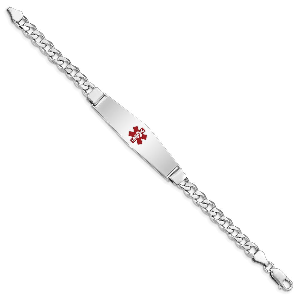 Sterling Silver Rhodium-plated Medical ID Curb Link Bracelet 8 inches