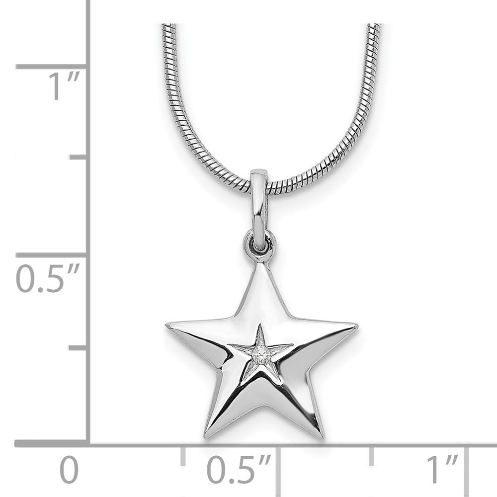 White Ice Sterling Silver Rhodium-plated 18 Inch Diamond Star Necklace with 2 Inch Extender 18 Inches