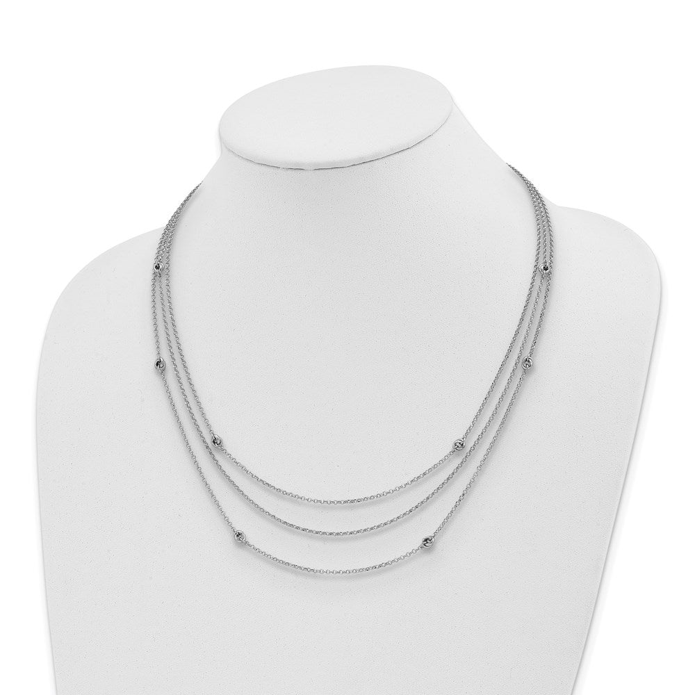 Sterling Silver Rhodium-plated Love Knot Multi-Strand w/2in ext Necklace 18 Inches