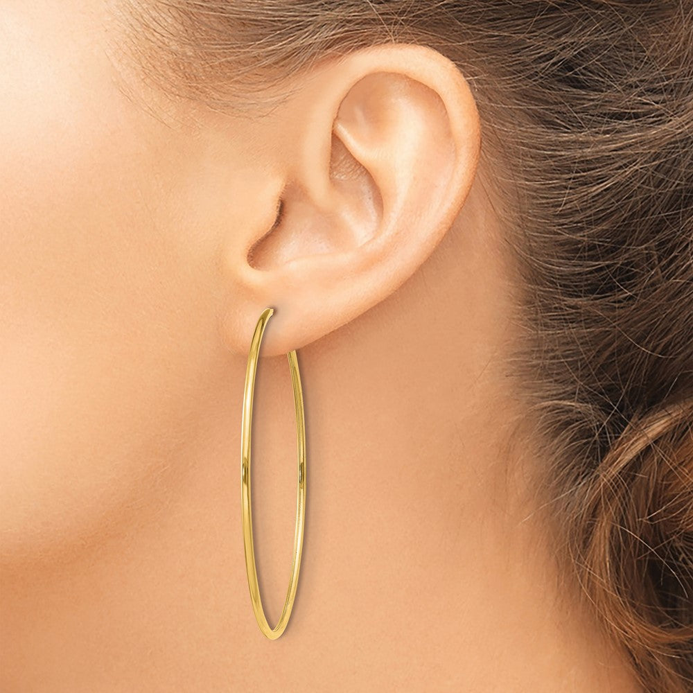14K Gold 1.50mm Polished Round Endless Hoop Earrings