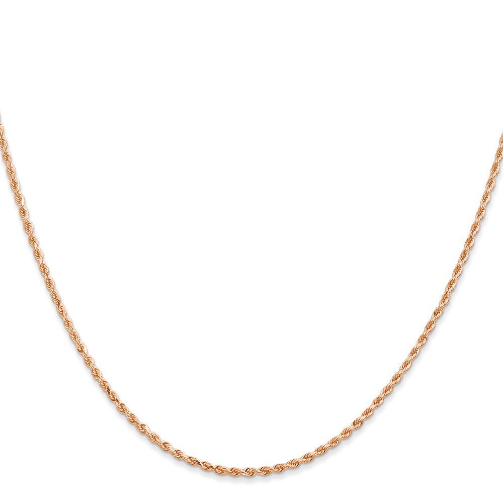 14K Rose Gold 30 inch 1.5mm Diamond-cut Rope with Lobster Clasp Chain