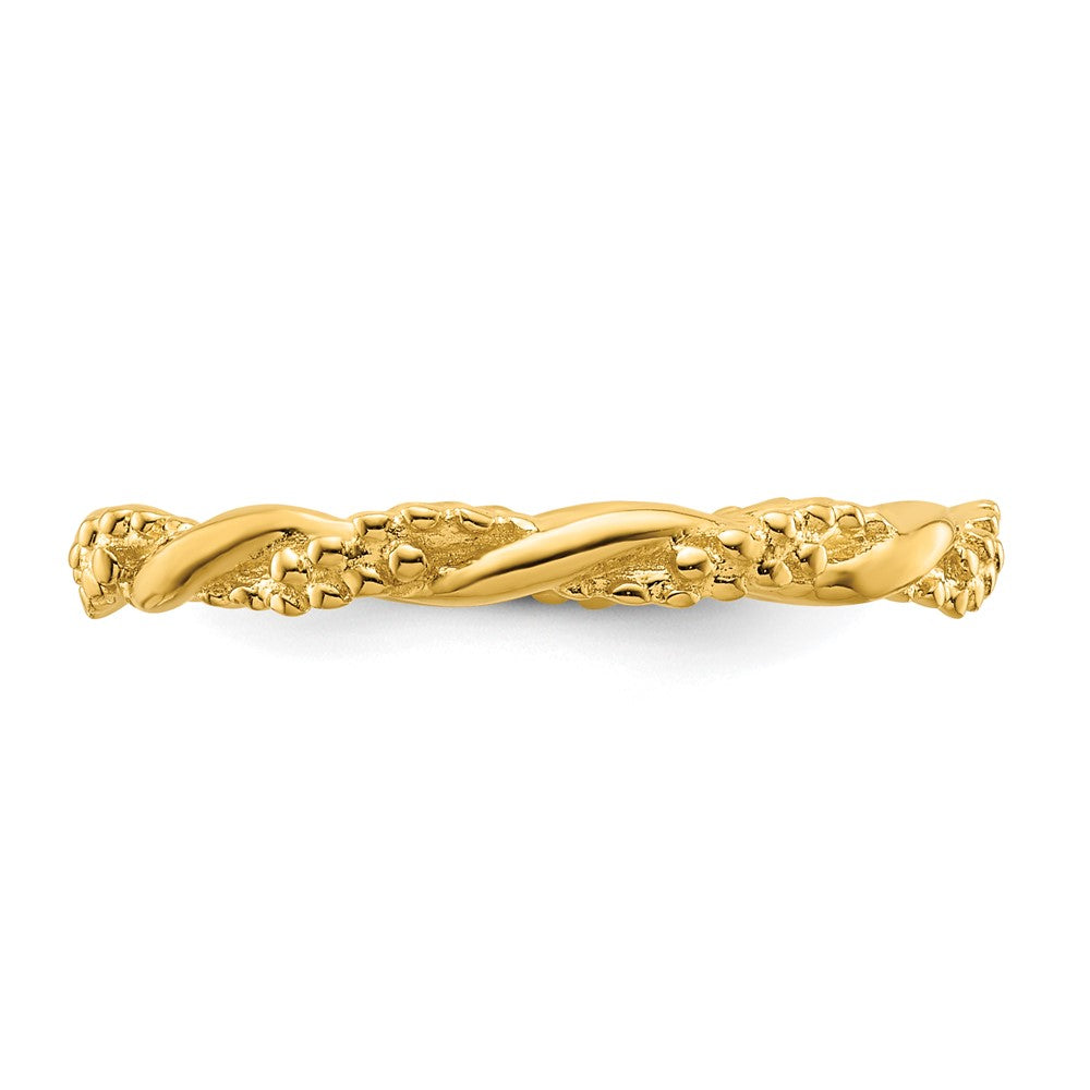 Sterling Silver Stackable Expressions Yellow-plated Twist Ring Size -6
