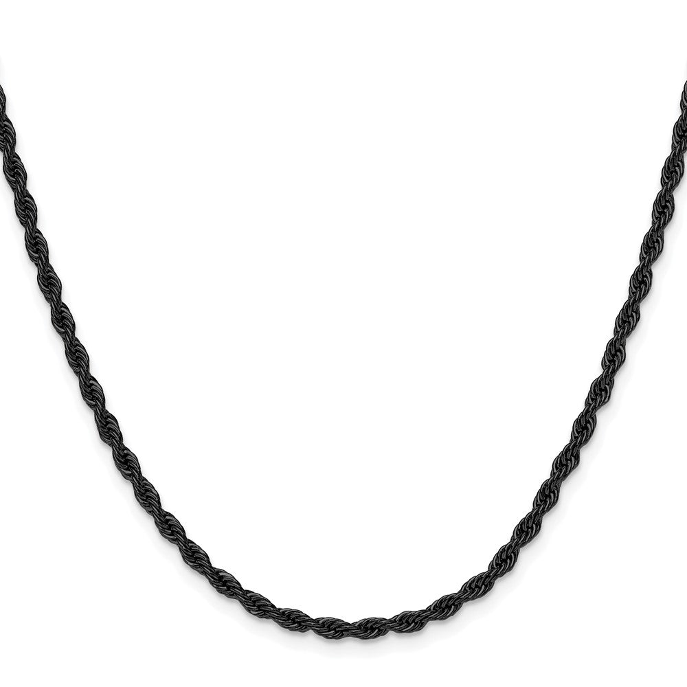 Chisel Stainless Steel Polished Black IP-plated 3mm 20 inch Rope Chain