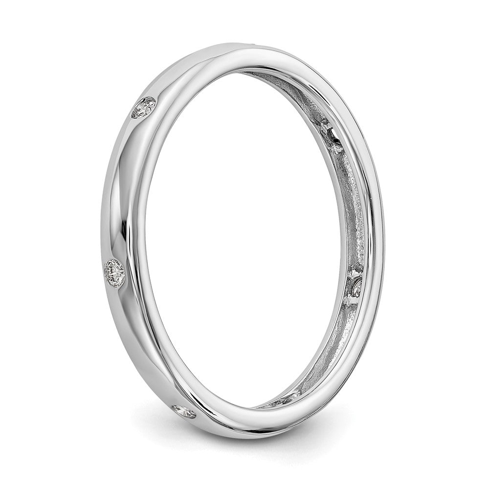 14k White Gold Polished Size 7.5 Bezel-set 1/10 carat Diamond Complete Eternity Band