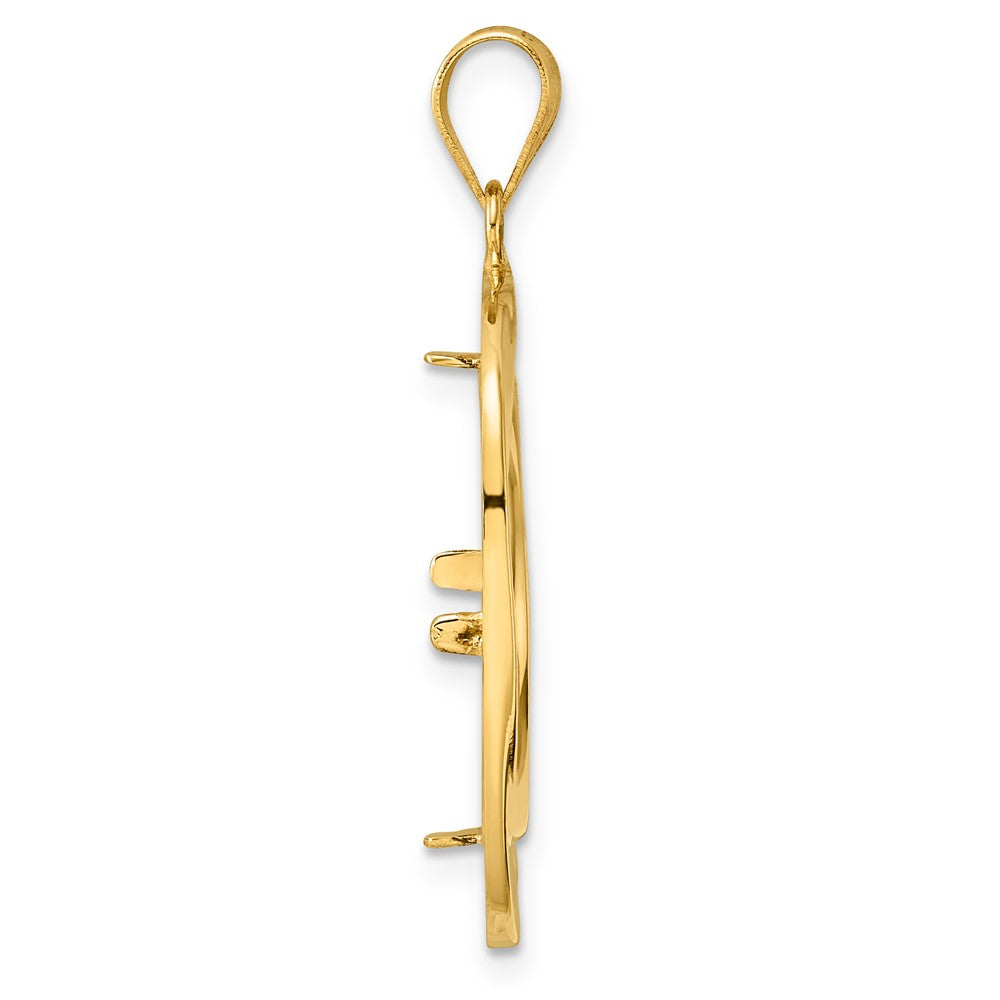 14k Polished Riptide with 18.0mm Prong Coin Bezel Pendant