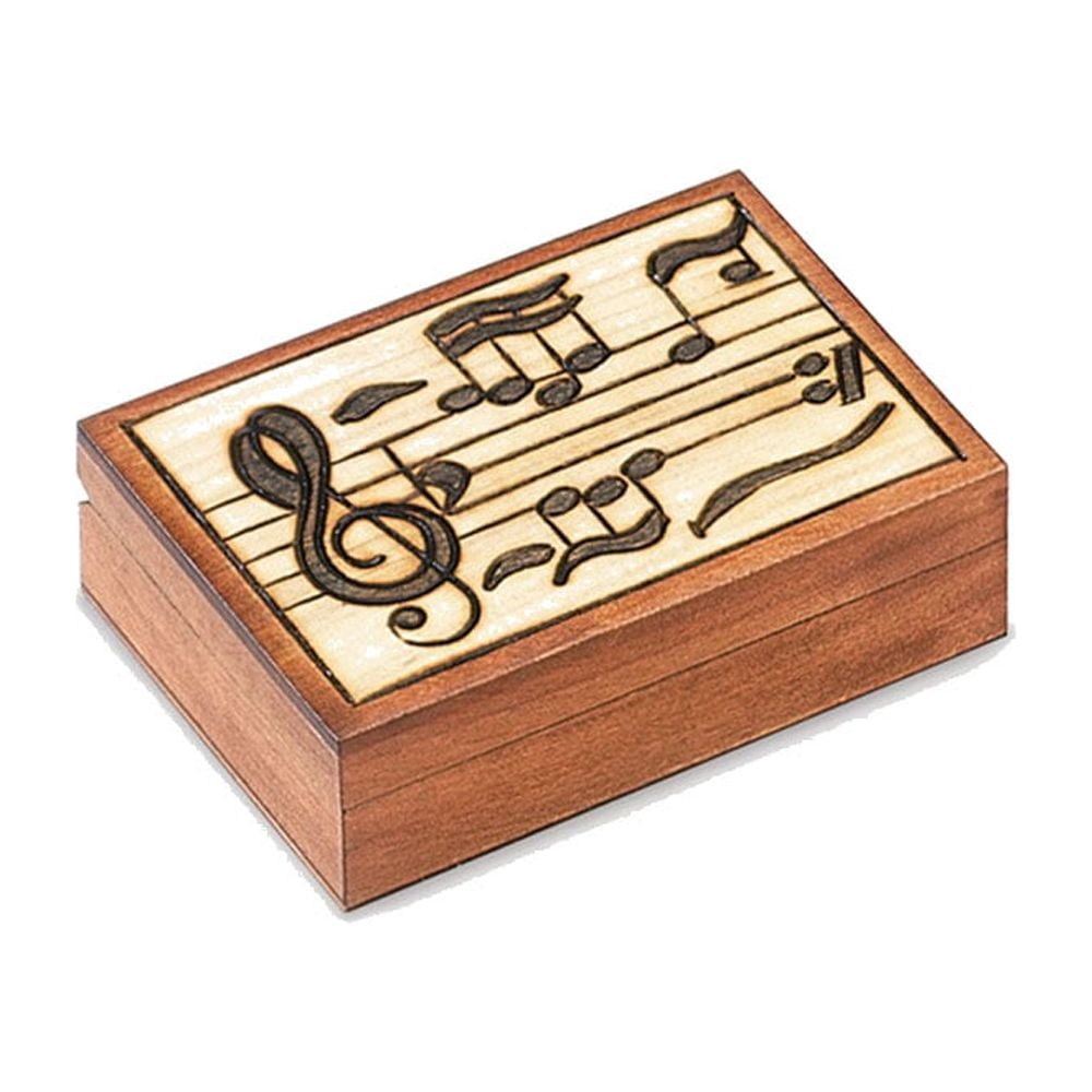 Handcrafted Solid Wood Music Notes Carved Keepsake Box QGM8537