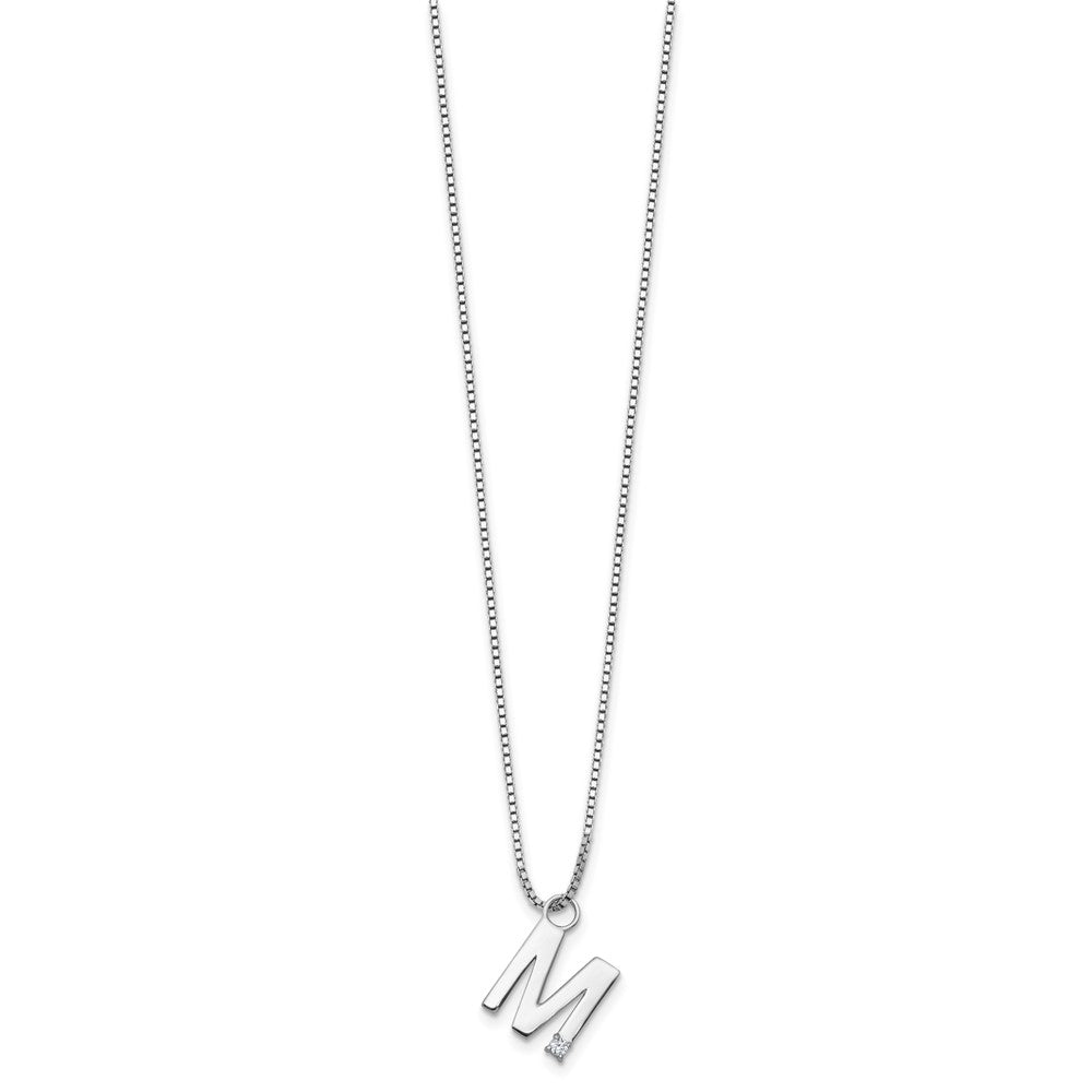 White Ice Sterling Silver Rhodium-plated 18 inch Diamond Letter M Initial Necklace plus 2 inch Extender 18 Inches