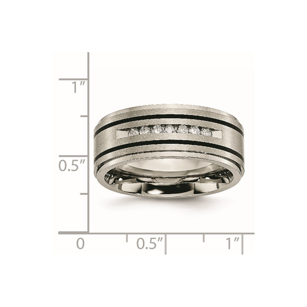Titanium Polished/Brushed Enameled 1/4ct tw. Diamond 9mm Band Size - 13