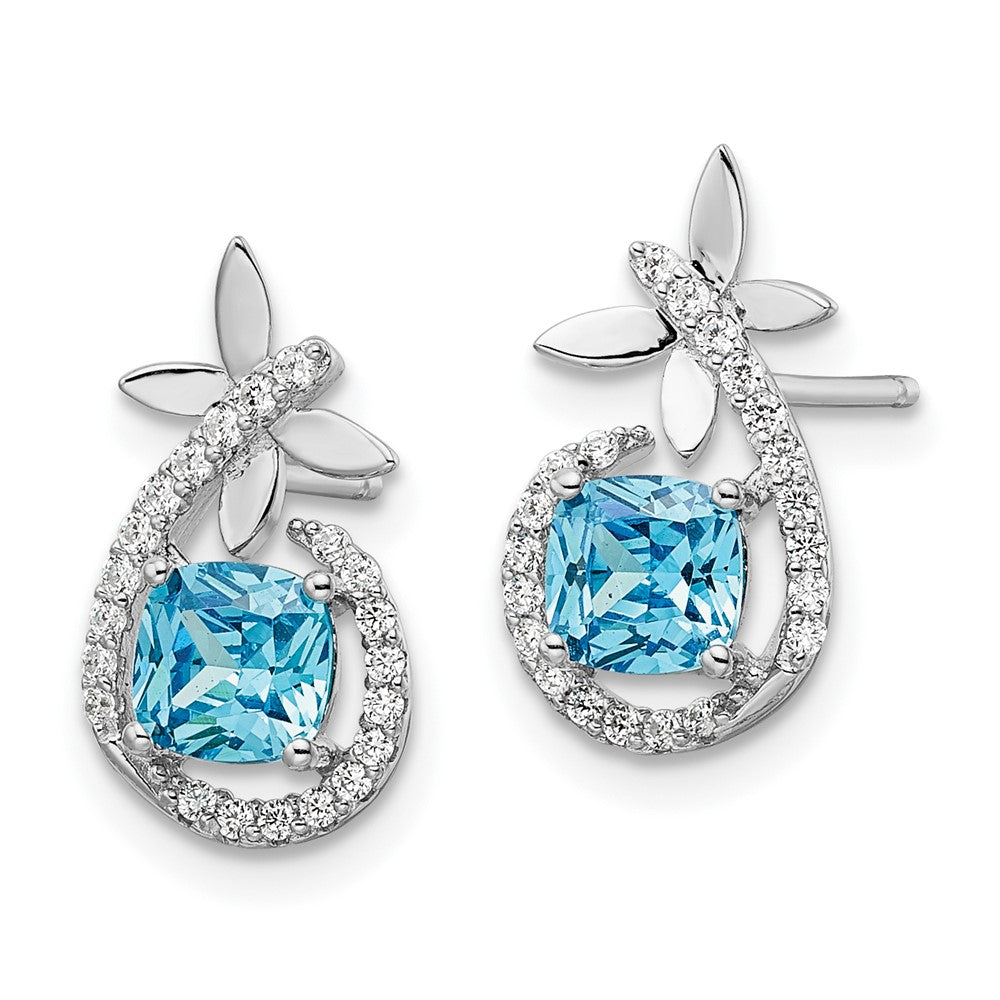 Sterling Silver Rhodium-plated Post 8mm White Czech Crystal Earrings