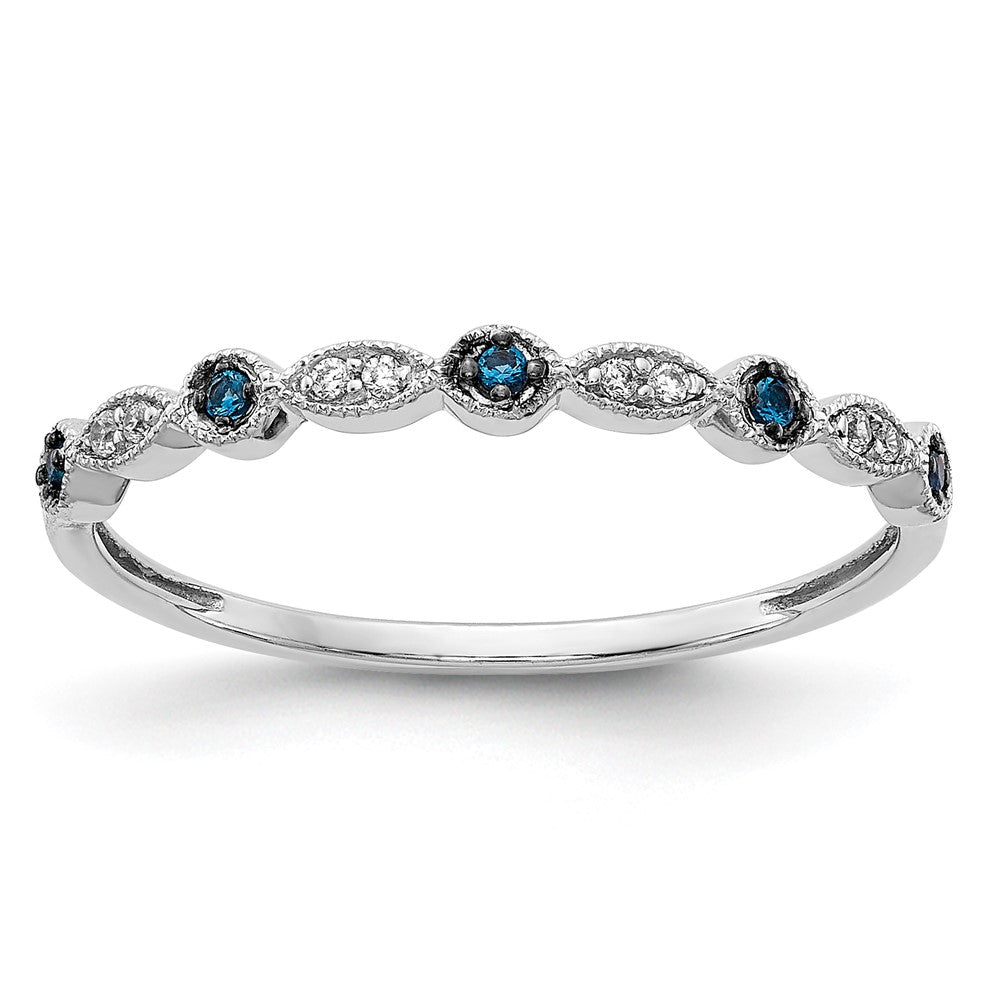 10k White Gold Blue/White Diamond Fancy Band Size 6.75