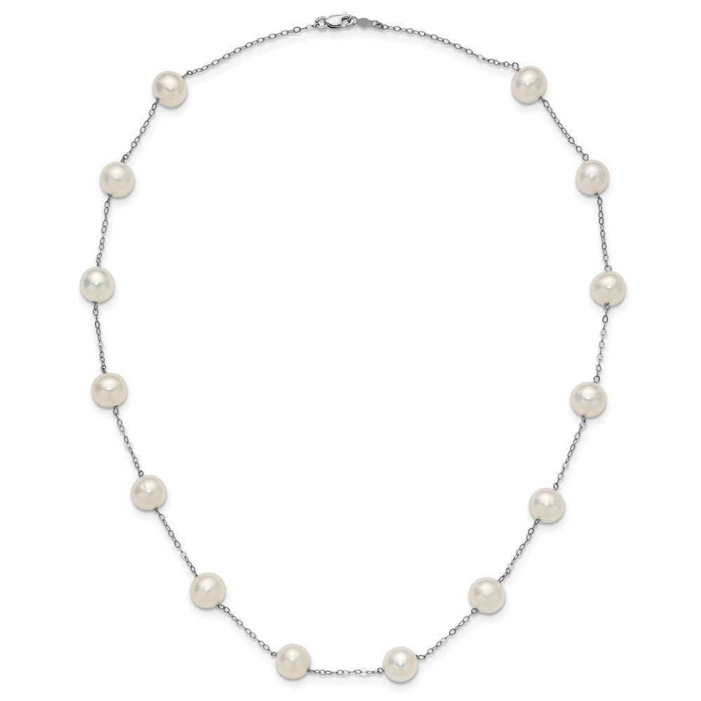 14k White Gold 8-9mm White Freshwater Cultured Pearl 14-Station 18 inch Necklace