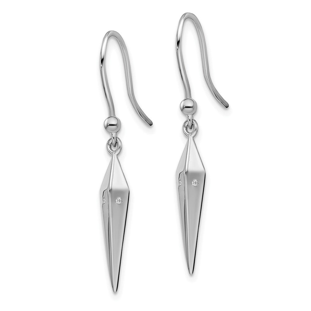 Cheryl M Sterling Silver Rhodium-plated Polished CZ Oval Hinged Hoop Earrings