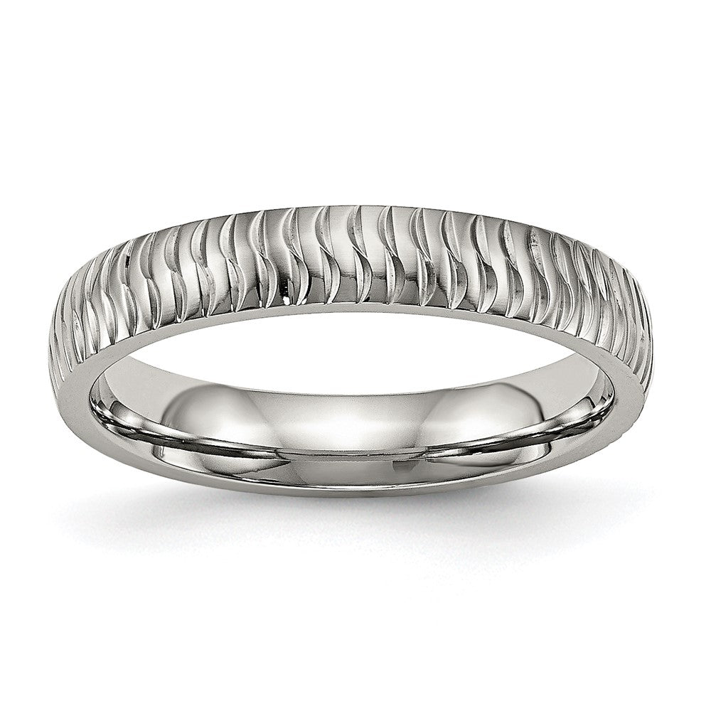 Stainless Steel Polished and Textured 4mm Band Size - 12